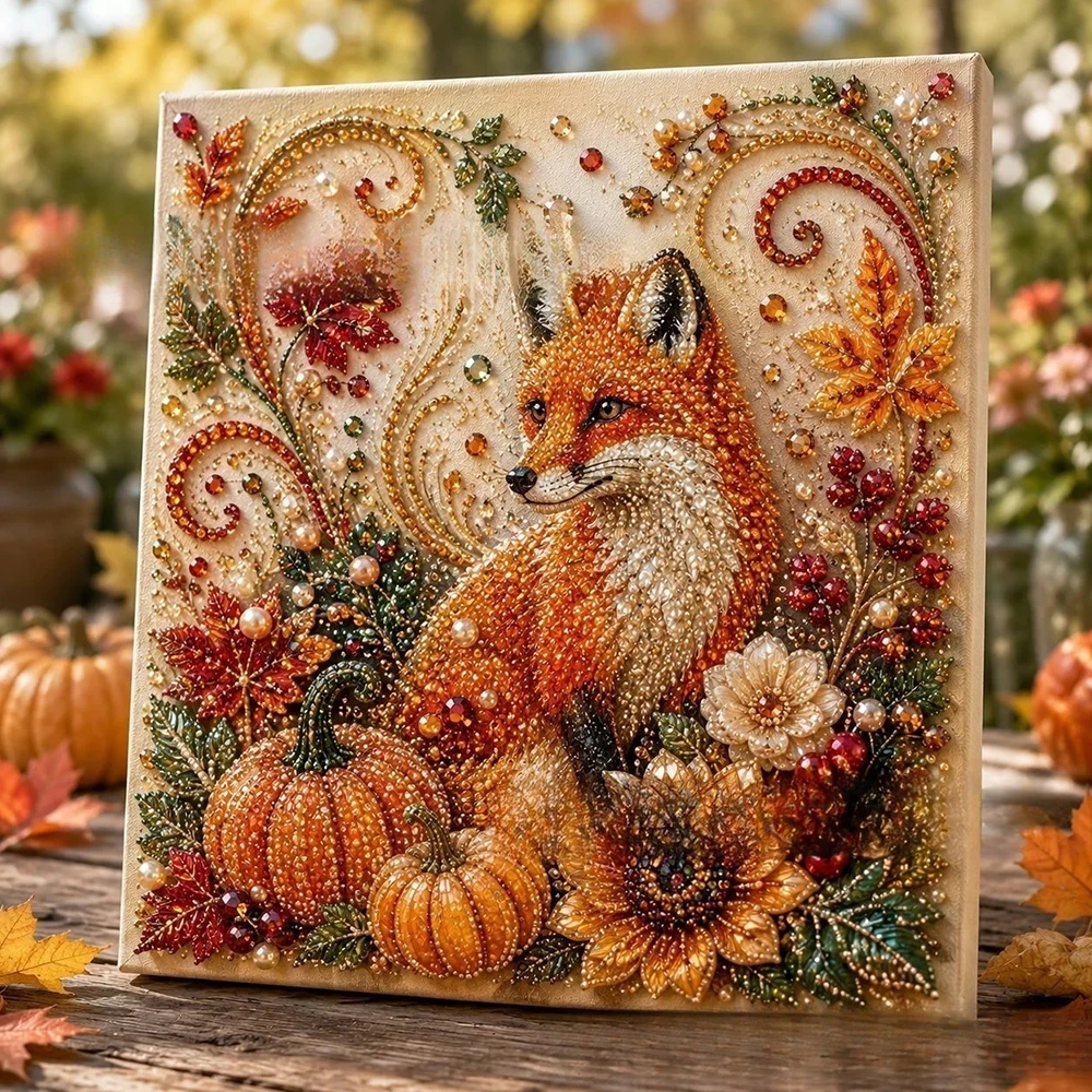 Art And Craft Autumn - 秋の収穫パールペイントDIYキット、秋のカボチャ動物キャンバスアート、感謝祭の壁飾りクラフトギフト