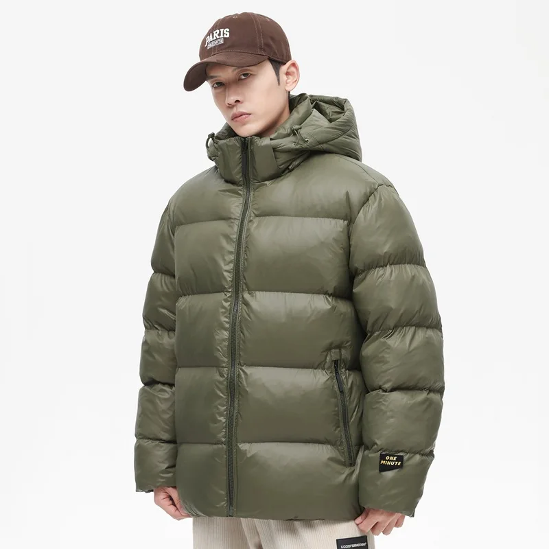 Homens com capuz zíper parkas puffer jaquetas acolchoadas roupas de algodão cor sólida com capuz quente jaquetas impermeáveis homem casacos de inverno