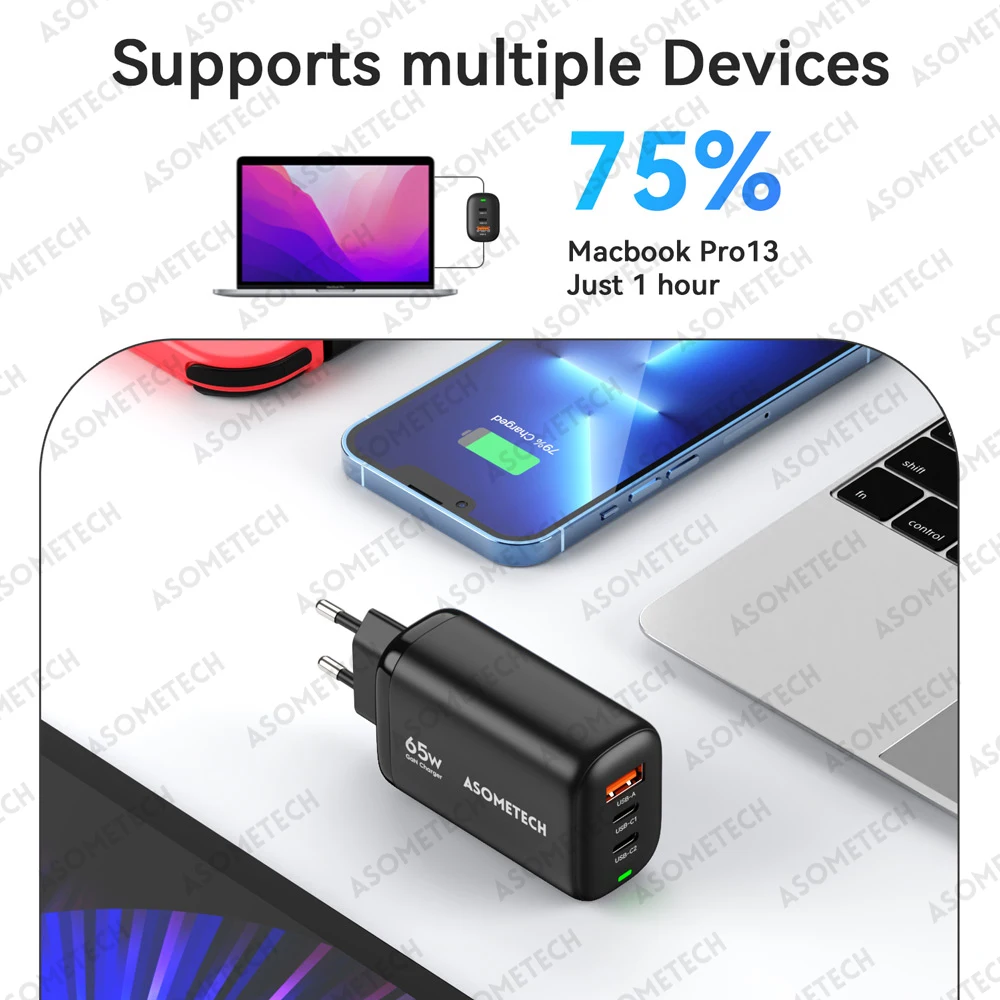 شاحن سريع بمنفذ USB من النوع C بقدرة 65 وات شاحن سريع PPS QC PD3.0 شواحن هاتف محمولة لهواتف IPhone 12 13 Pro Max وشاومي وسامسونج وشاومي شاحن حائط سريع