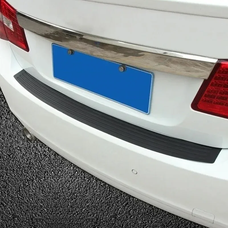 Car Trunk Rear Paint Protector Guard Plate Rubber Car Rear Bumper Trim Anti-Scratch Protection Sticker Strip Black Accessories