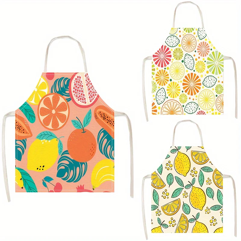1pc Summer Apron Tropical Fruit Print Kitchen Cooking Baking Cleaning Party Gift