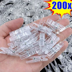 50/200PCS Transparent Mini Photo Clips Plastic Spring Hanging Clamp Clothespins DIY Birthday Party Wall Decoration Photo Clamps