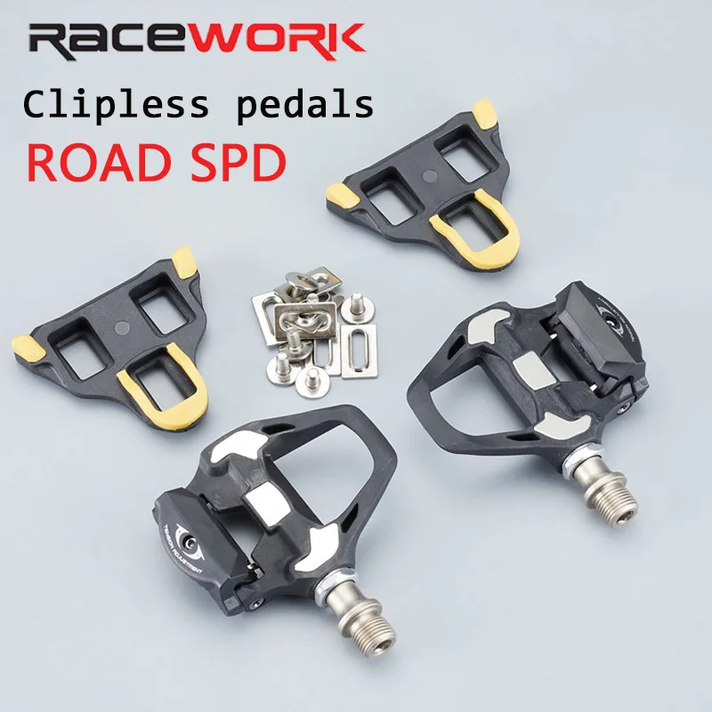 Педали RACEWORK без зажимов для шоссейного велосипеда, нейлоновые велосипедные педали, легкая самоблокирующаяся педаль с шипами для Shimano R8000 R9000