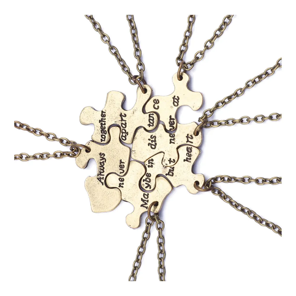 6Pcs Six Petal Puzzle Necklaces Set for Friends Loving Attachment Symbol Discreet Token of Faithful Love Travel Friendly Jewelry