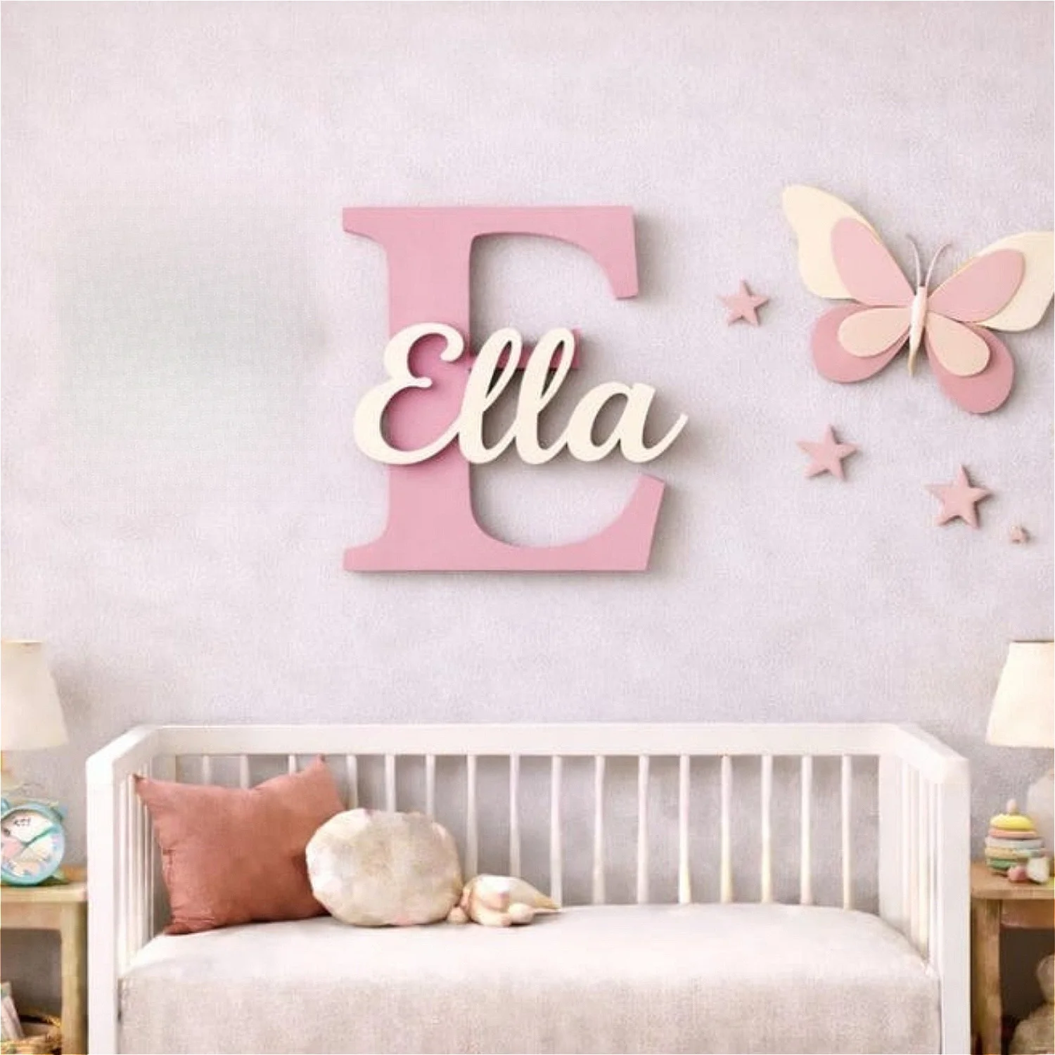 1pc Wooden Double-layer Letter Door Sign, Customized Name/letter,Personalized Children's Room Decoration,Baby Name Sign image 2
