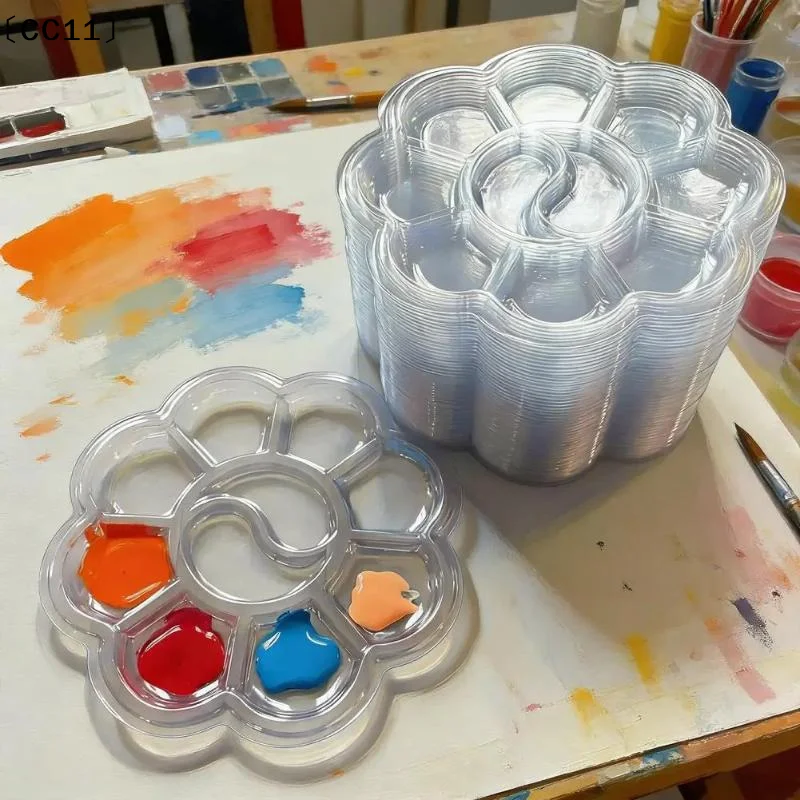 20Pcs Disposable Paint Tray Transparent Color Mixing Palette One-Time Use Painting Supplies Disposable Painting Palettes〔CC11〕