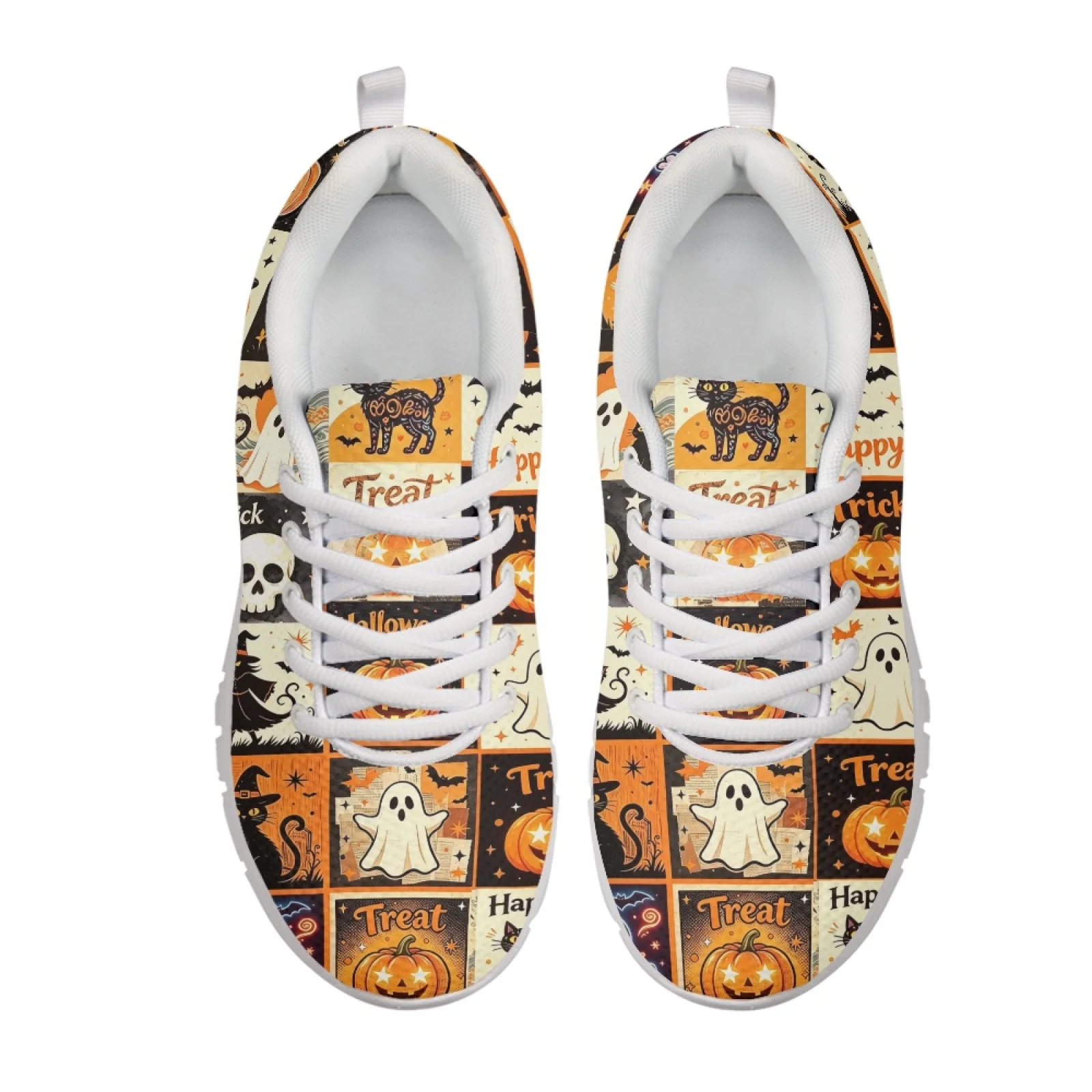Coloranimal Halloween Mesh EVA Sole Athletic Walking Sneakers, Lace up Anti Slip Trainers for Gym Daily Walking