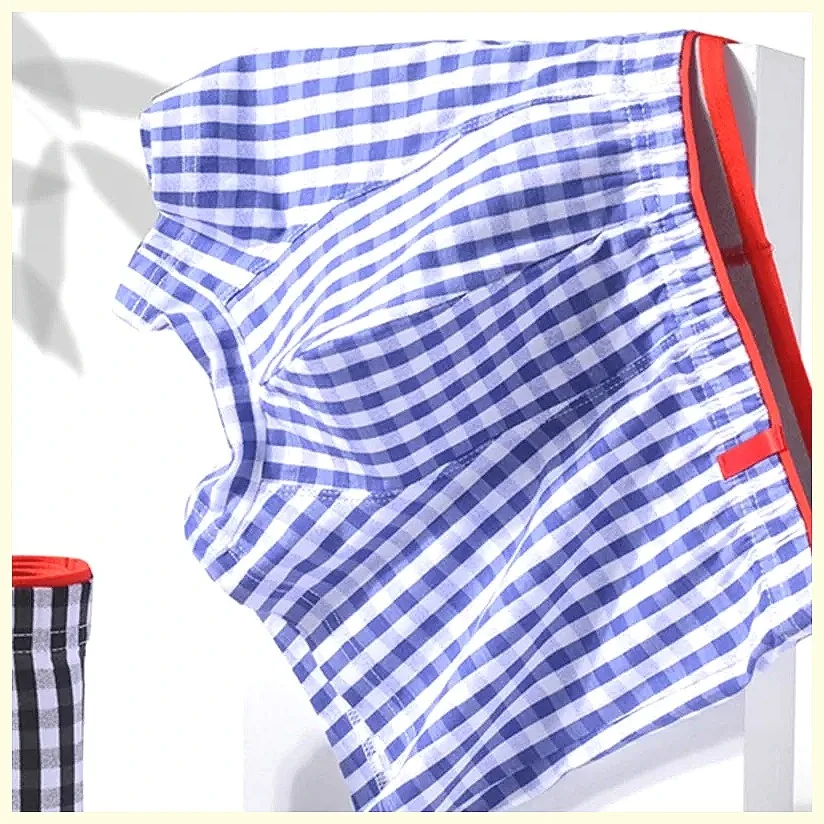 Men's Plaid Cotton Lounge Shorts, Elastic Waist Soft Sleepwear Home Pajama Bottoms for Summer Comfort