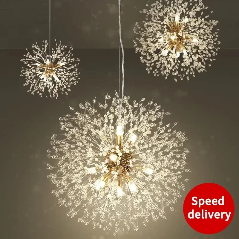 Modern Starry Sky Art Crystal Pendant Indoor Lighting Dandelion Dining Room, Living Room, Bedroom, Bar Art Lighting Fixtures image 2