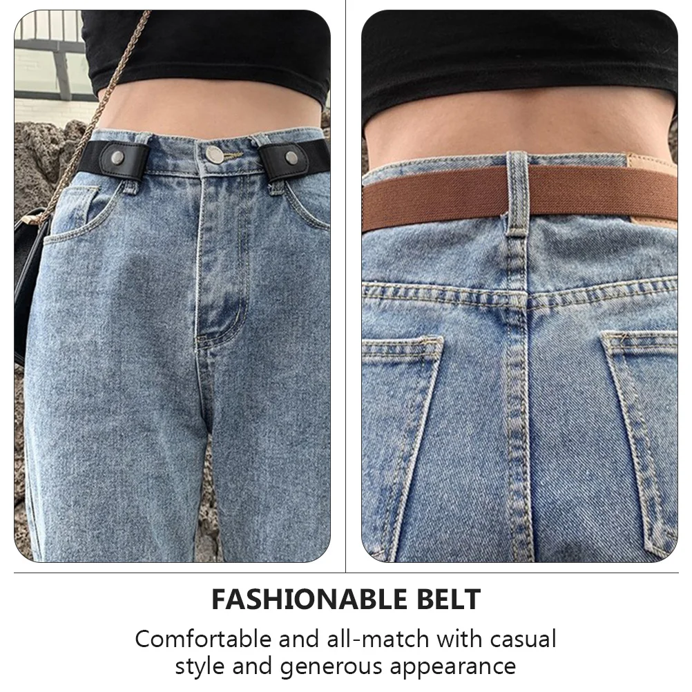 

Invisible Elastic Belts Wide Waistb for Women Fashionable PU No Holes Non Fading Environmental Protection