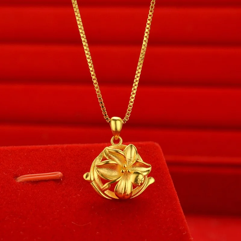Women oriental matching peony pendant made from AU999 24K pure gold, gorgeous accessory for cheongsam and Hanfu