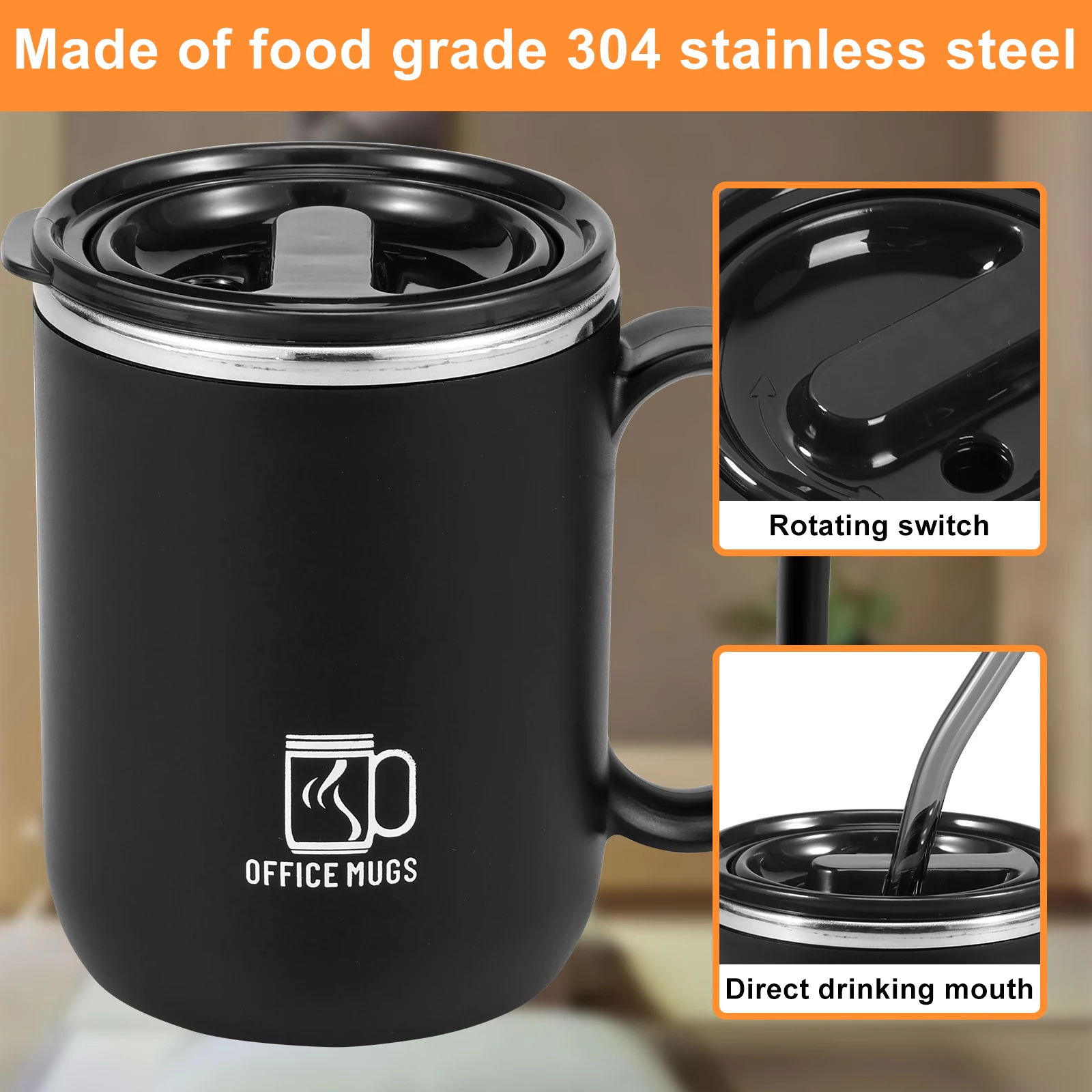 500ml Insulated Coffee Mug with Lid Leakproof Travel Coffee Tumbler Stainless Steel Insulated Coffee Cup For Travel Mug Kitchen