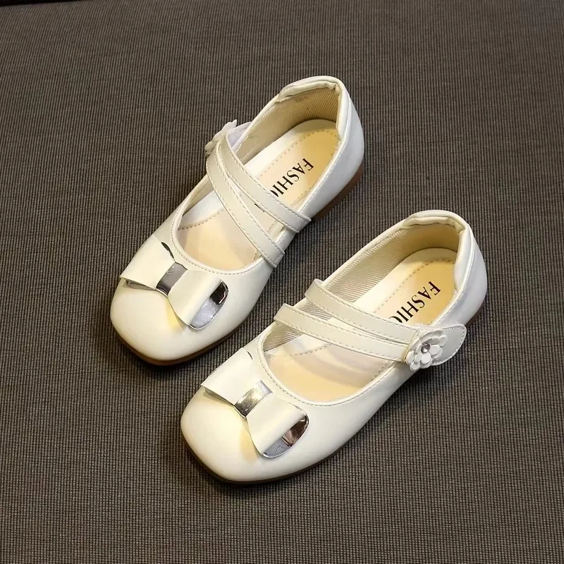

Clogs Kids Princess Bow Flats Flower Shoes for Children Flats Party Shoes Girls Leather Shoes Mules