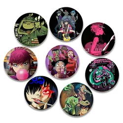 Gorillaz Band Pin Round Cartoon Funny Snap-in Brooches for Backpack Cothes Accessories Anime Collection Badge Pop Virtual Bands