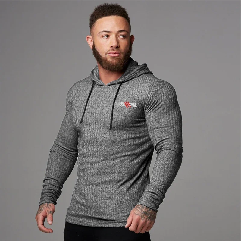 Men's Hooded Cool Simple Pullovers Rinning Slim Loose Male Sporting T Shirts Bodybuilding Long Sleeve Sweaters Autumn  Shirt