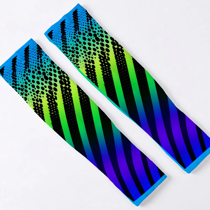 1Pair Unisex Ice Sleeve Arm Covers Rainbow Gradient Striped Vibrant Design Suitable for Running Fishing Riding Sports Arm