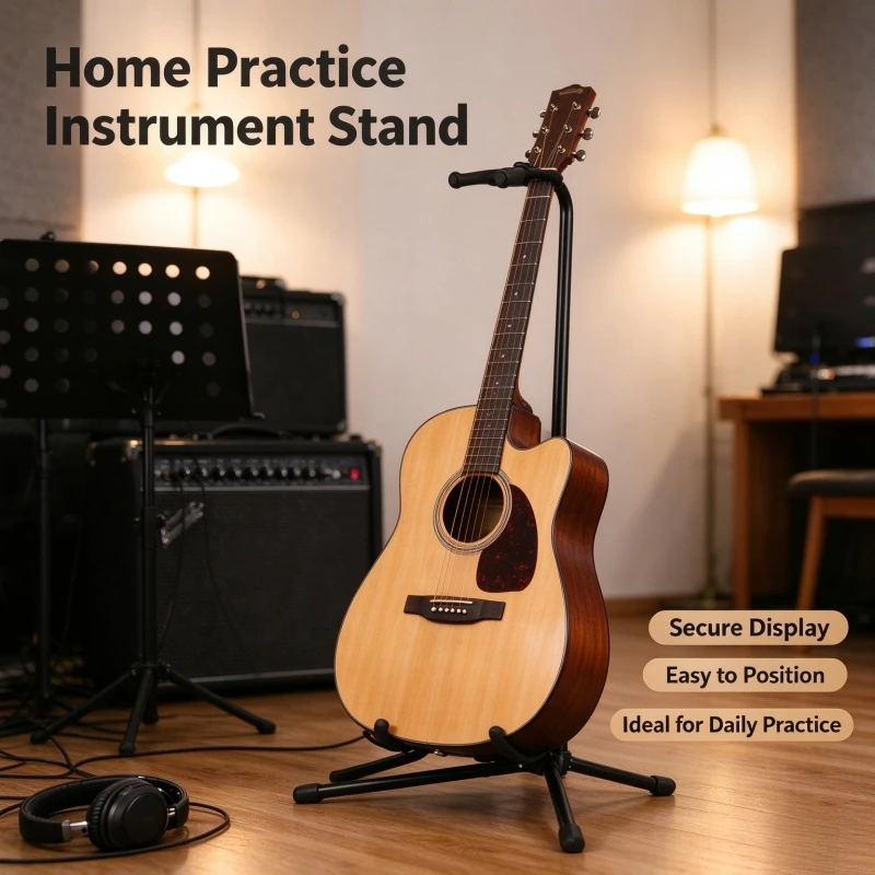 Stocking Stuffers Universal Portable Guitar Stand, Collapsible Single Tripod with Safety Lock, Compact Holder Design for Travel
