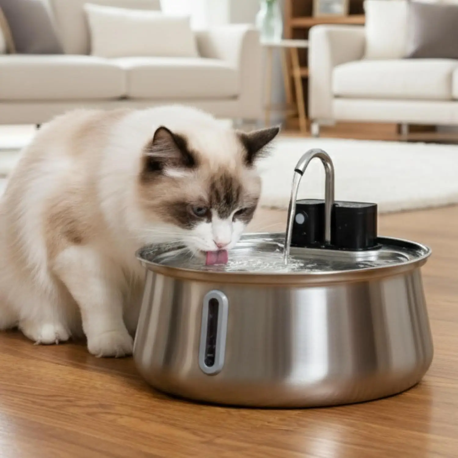 Battery-Operated Stainless Steel Water Fountain for Dogs and Cats, 4-L Capacity
