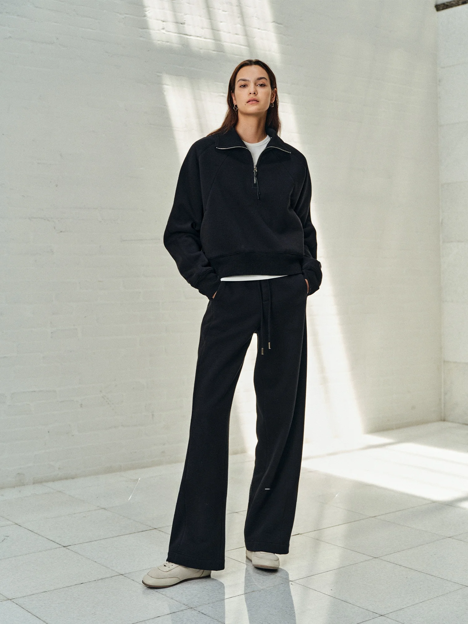

Movinglow Cloud Long Velvet Thin Fce Zipper Hoodie Pants Set Casual Sle High Waist Long Sve Autumn Wear for Women