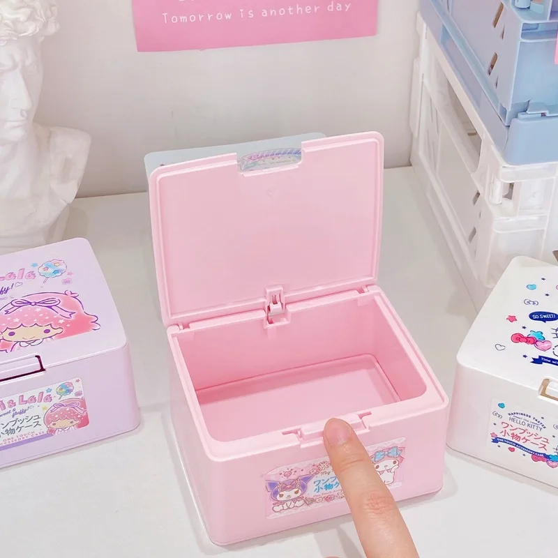 Kawaii Anime Cinnamoroll Kuromi Cute Cartoon Cotton Swab Storage Box Cosmetics Storage Box My Melody HelloedKittys Girly Heart