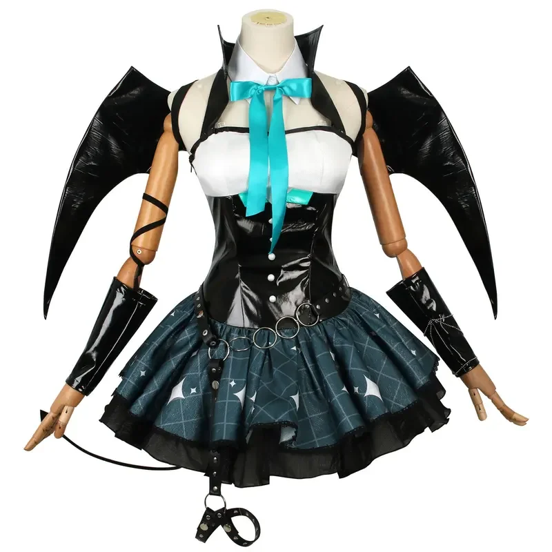 

Hatsune Miku cos costume little raccoon cartoon girl anime short skirt suit cosplay little devil Halloween party New Year Gif*.1