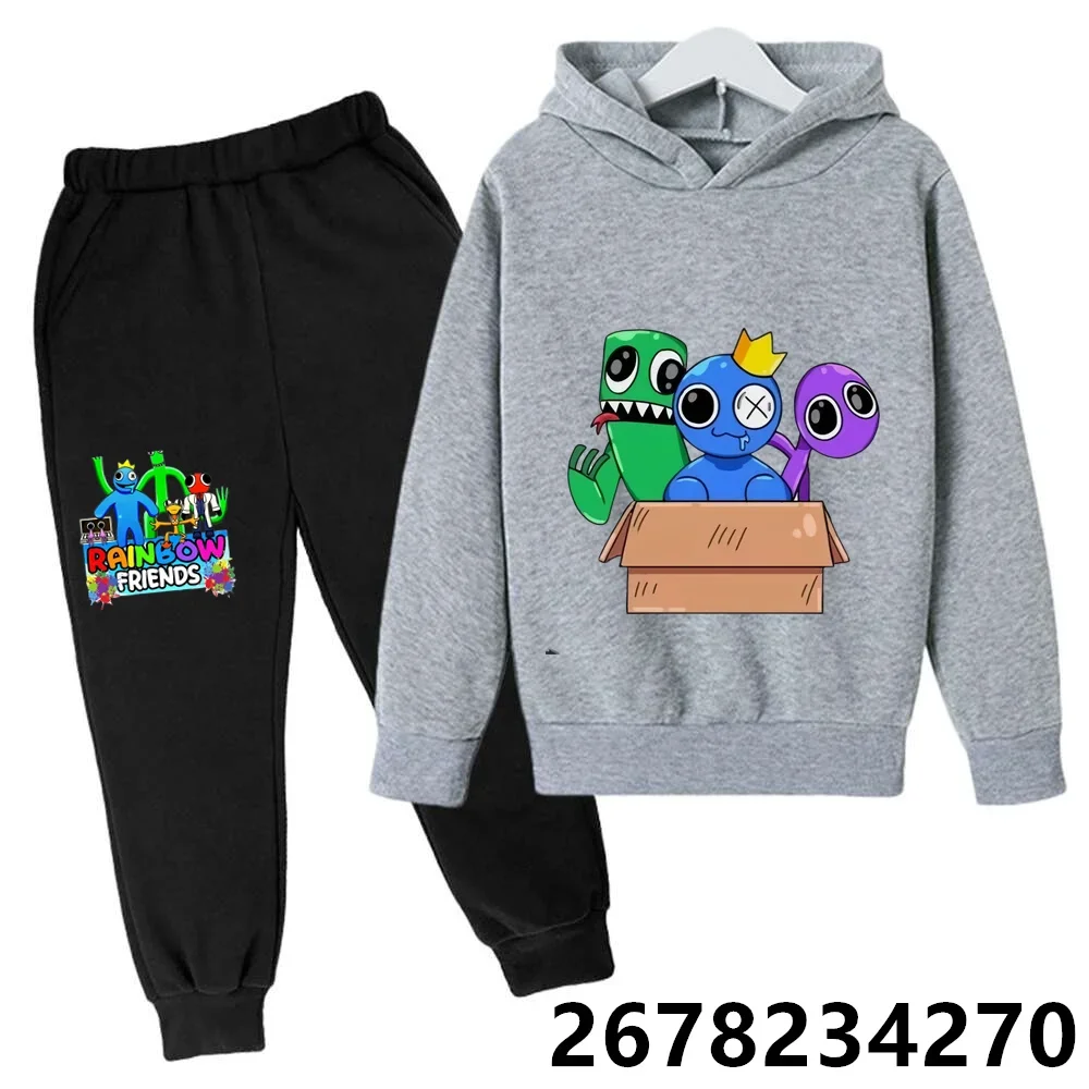 New Boys\' Hoodies Anime Rainbow Friends Cartoon Print Children\'s Spring Autumn Winter Sleeve Sweatshirt Cute Girls Hoodie Sets