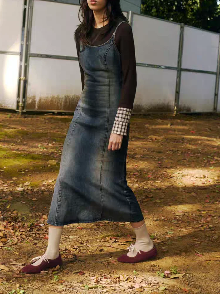 Высококачественная зимняя Новое поступление, женская джинсовая юбка Dr ZA2025 с эффектом Wa 8727480 407, модный этнический сарафан