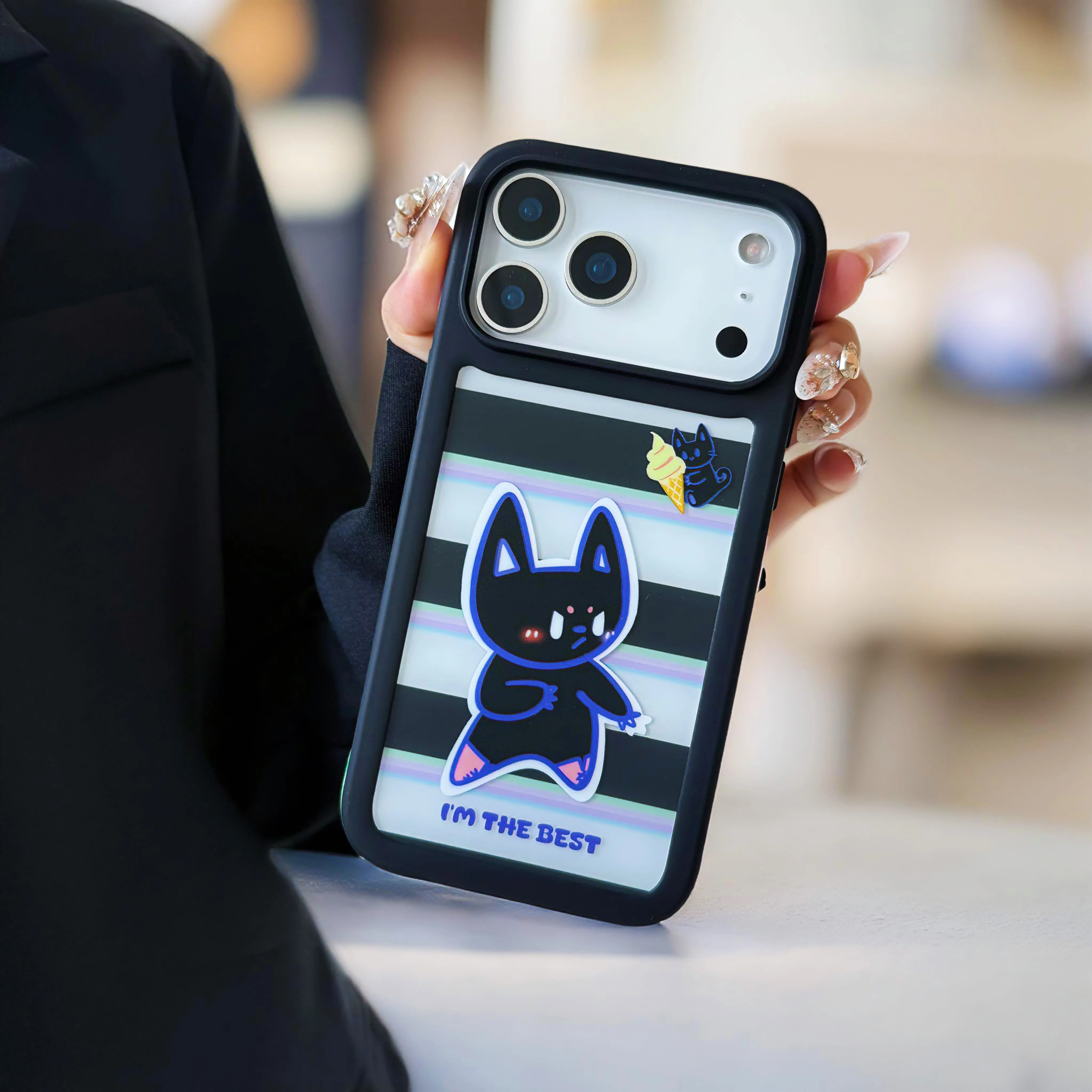 Cute Cartoon Animal Rabbit Border Protective Case for iPhone 17 Air 13 14 15 16 17 Pro Max Creative Color Dopamine Phone Case