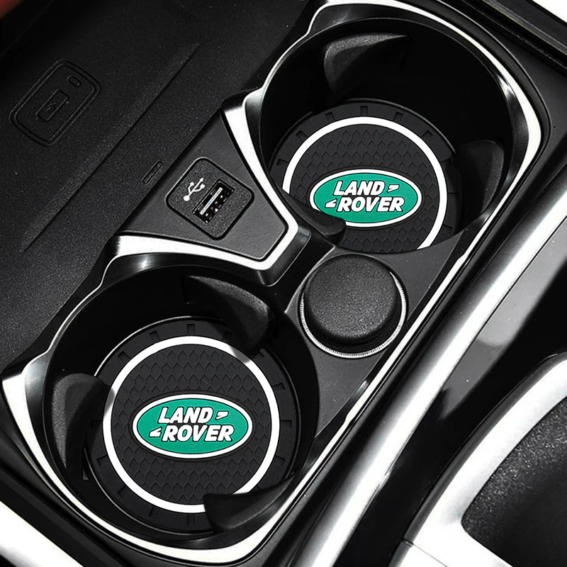 1/2PCS Car Coasters Cup Holder Mats Anti-Slip Cup Pad Accessories For Land Rover Defender Freelander Discovery Evoque Rang