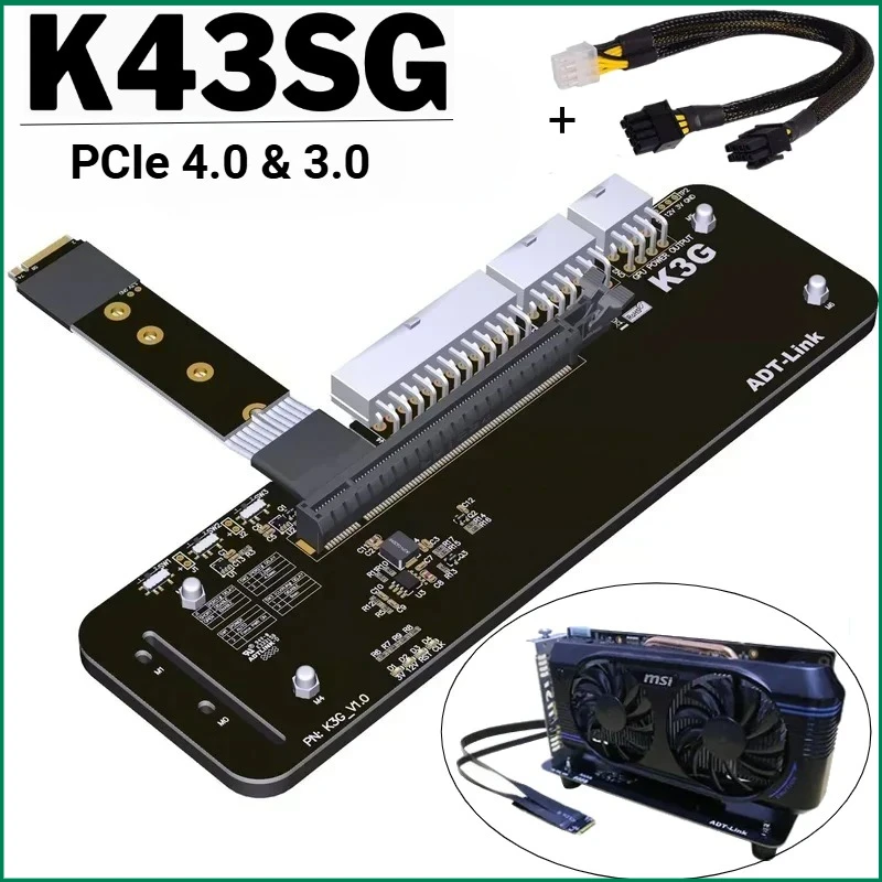 

R43SG PCIE 4.0 x4 Кабель M.2 NVMe к PCIe 4.0 x16 Графический процессор Док-станция Внешняя видеокарта для ноутбука Адаптер eGPU для NUC/ITX/STX/ноутбуков