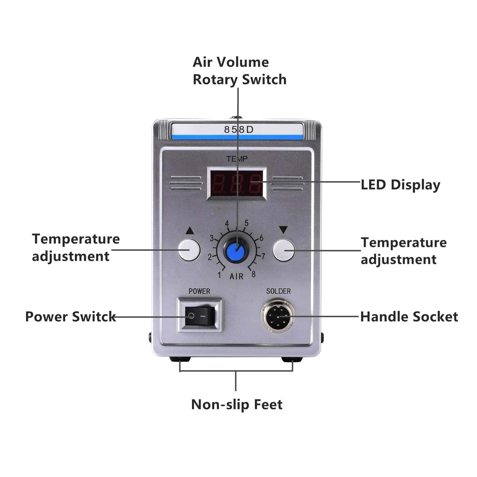 700 Watts Adjustable Temperature/Airflow Speed LED Display Hot Air Heat Gun 858D Desolder Rework Station For Desoldering