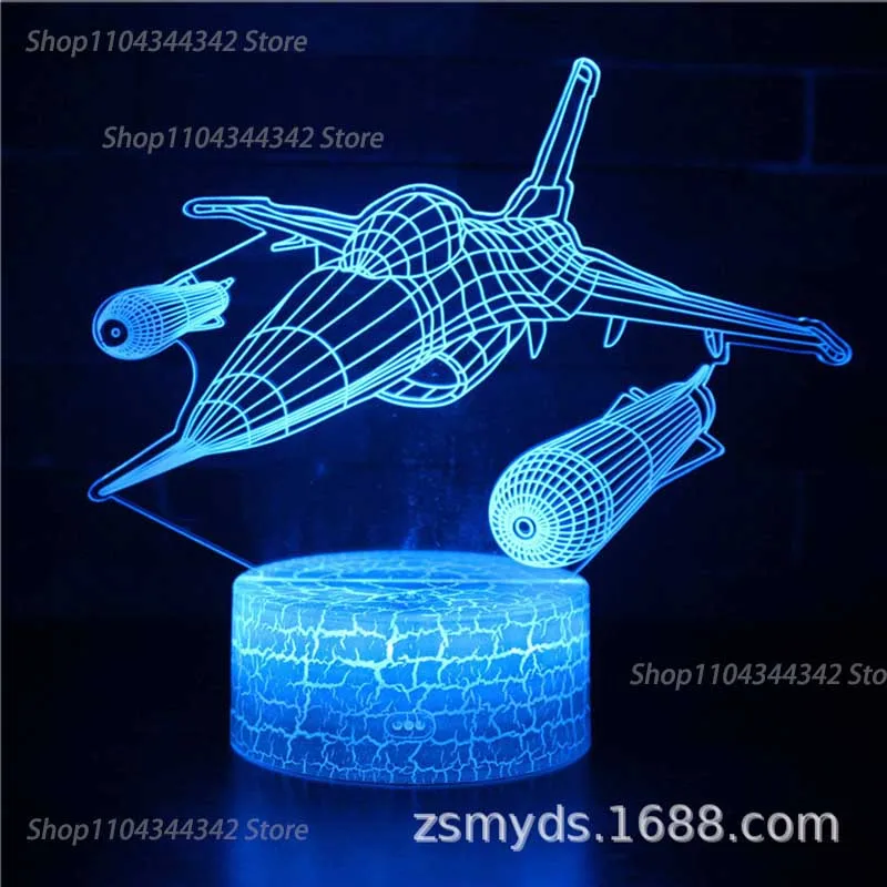 3D acrylic airplane night light, living room bedroom bedside creative parent-child toy gift decoration light, USB ambient light