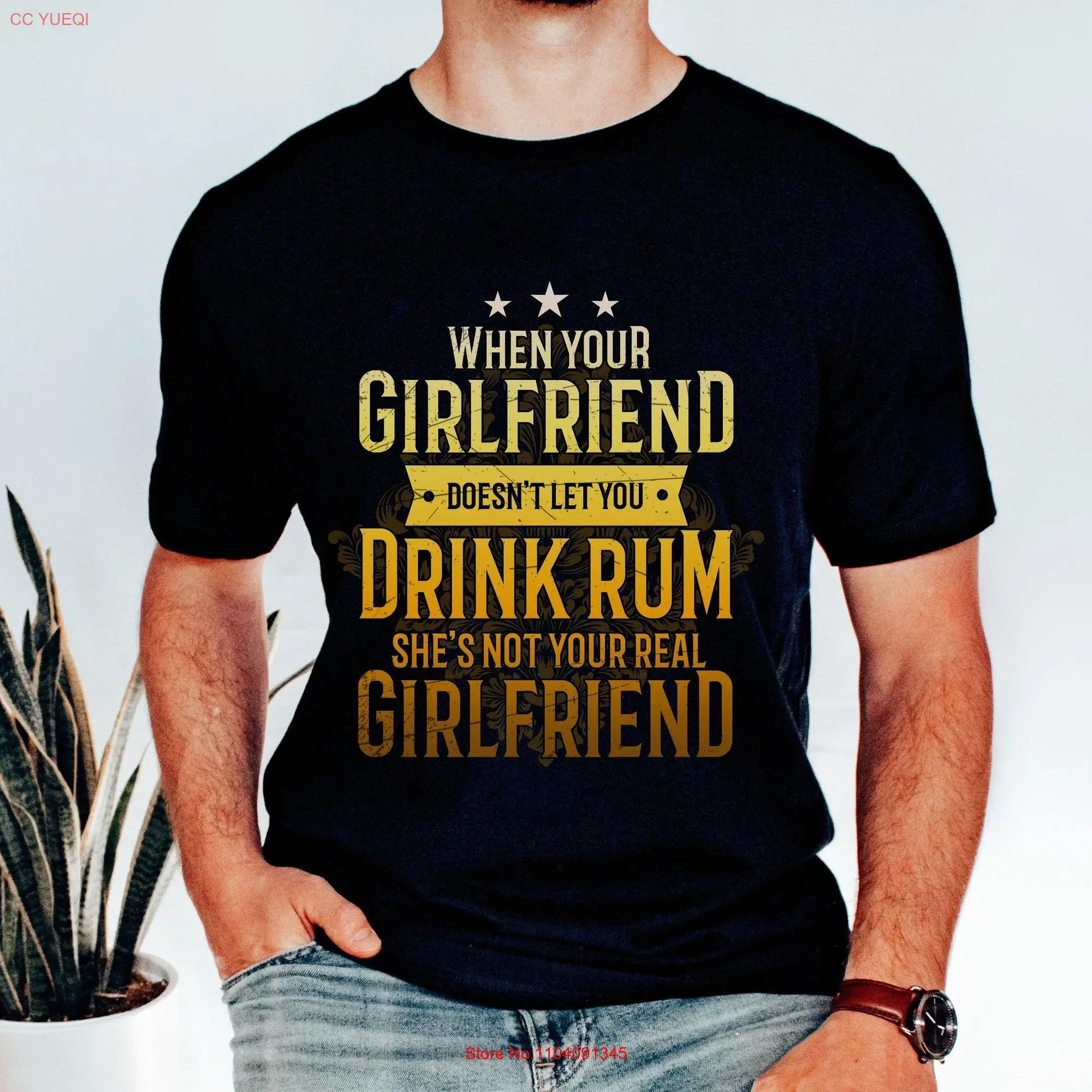 Rum Girlfriend Fan T Shirt Funny Great Idea for Lovers and Drinkers Fathers Day Husba long or short sleeves