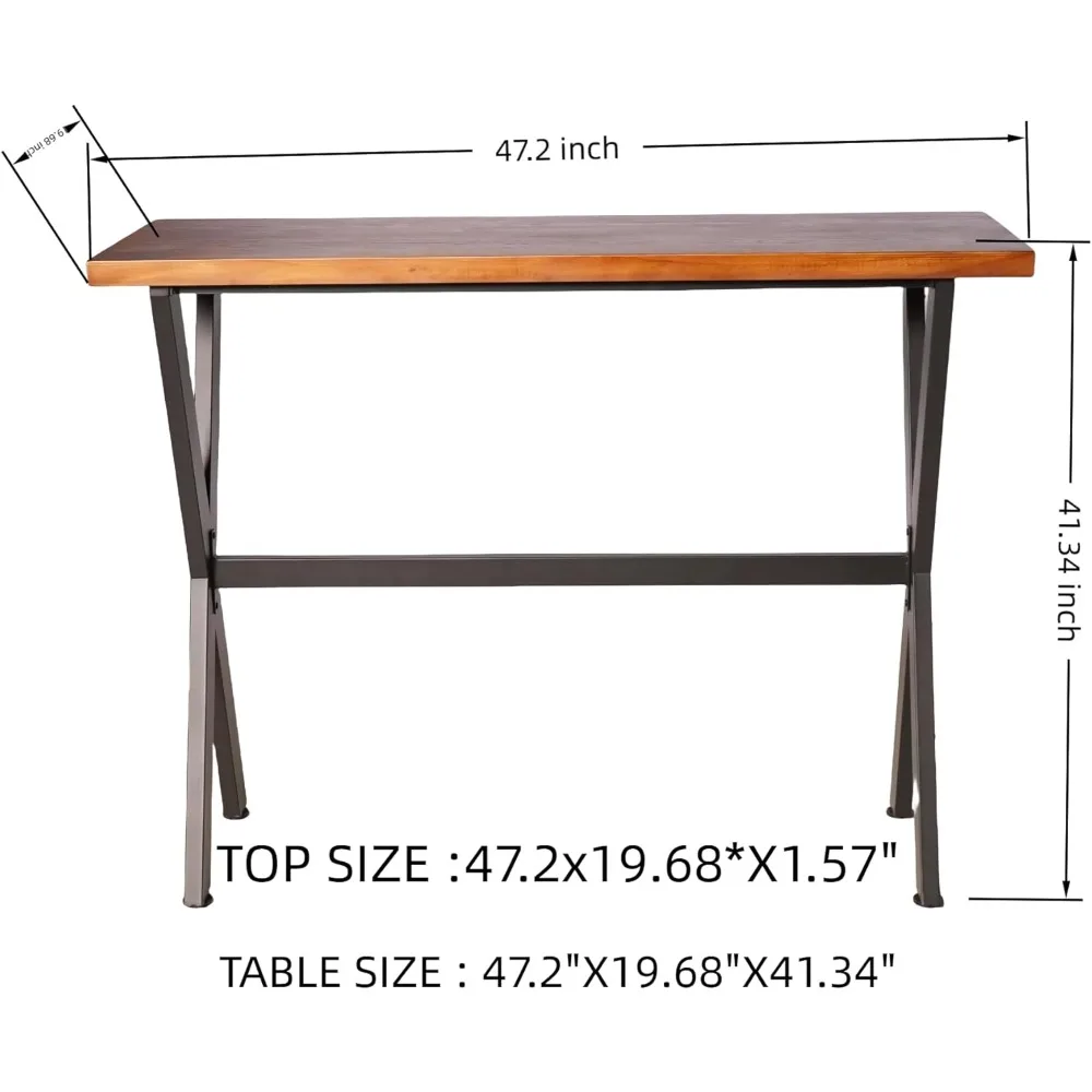 طاولة كونسول صناعية، 41.3 طاولة بار عالية للمطبخ، غرفة المعيشة، بار القهوة، إطار معدني أسود، طاولة طعام، 47.2 #3
