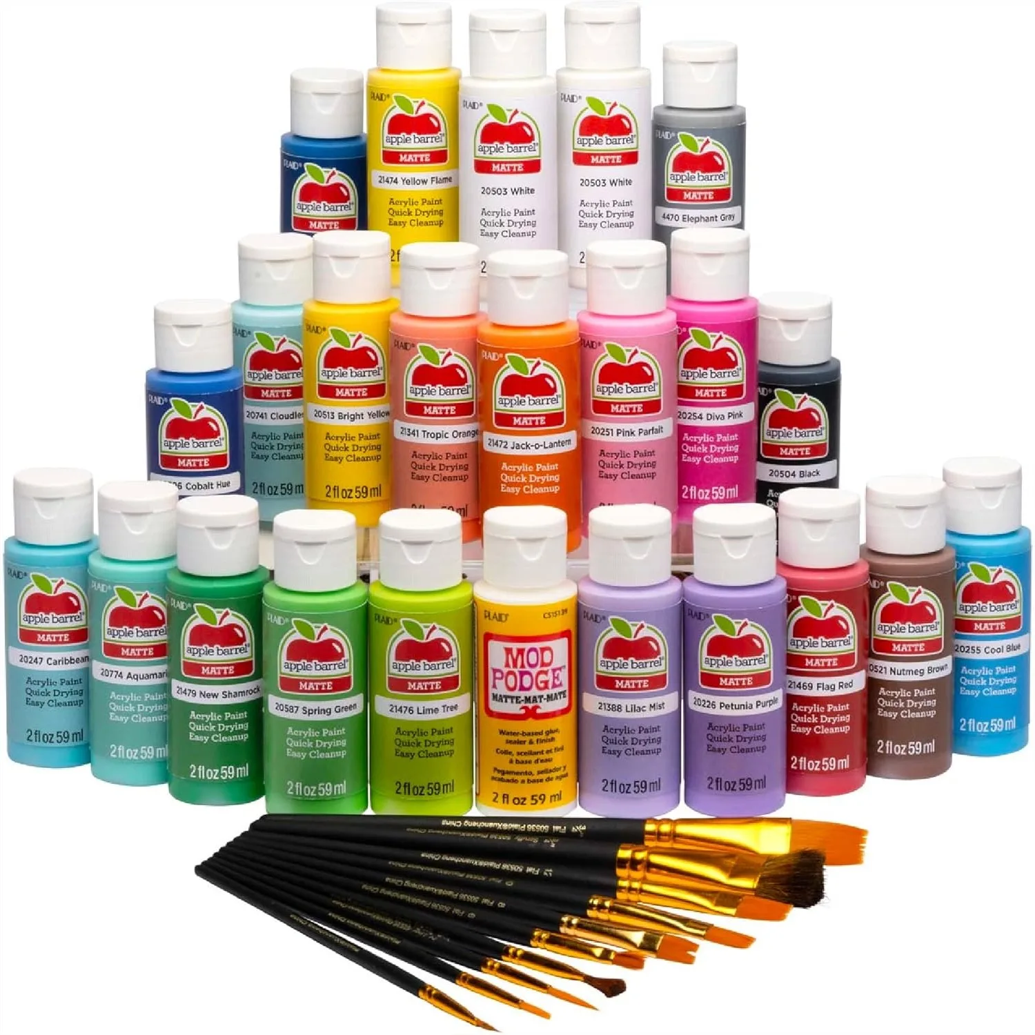 

34 Piece Acrylic Paint and Brush Set with 23 Colors, Matte Mod Podge, 10 Brushes & Video Lessons for Art Class