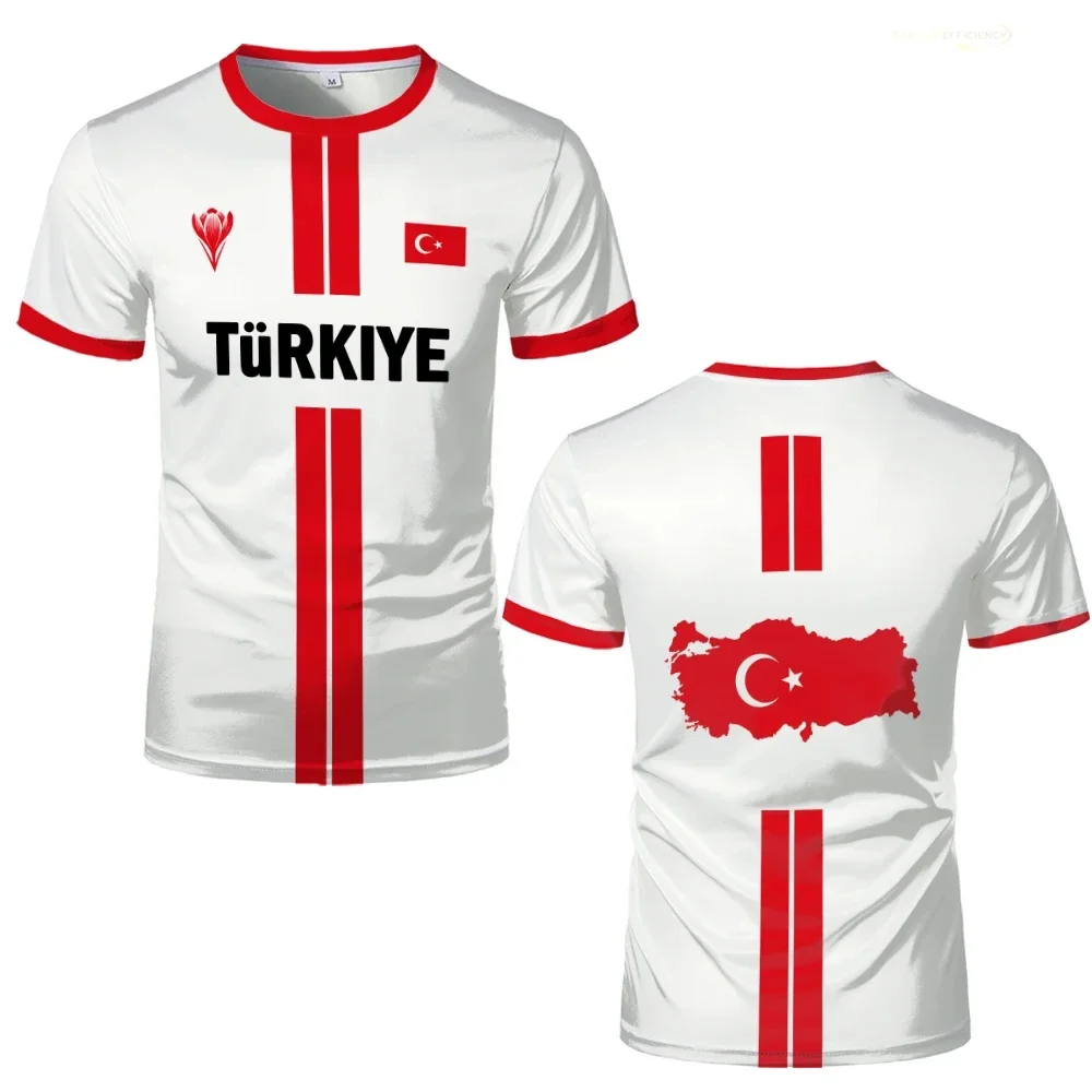 Turkey Football Jersey Breathable Quick-drying Sports Short-sleeved T-shirt Turkish Flag 3D Printed Fashion Loose Men's T Shirts
