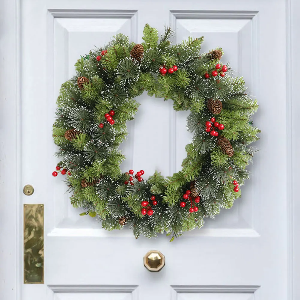 2025 Weihnachtskranz, Haustürkranz mit Lichtern, Fenster, Wandgirlande, Weihnachtsdekoration, Kunstkranz, Ornamente, 20/30/32/40 cm