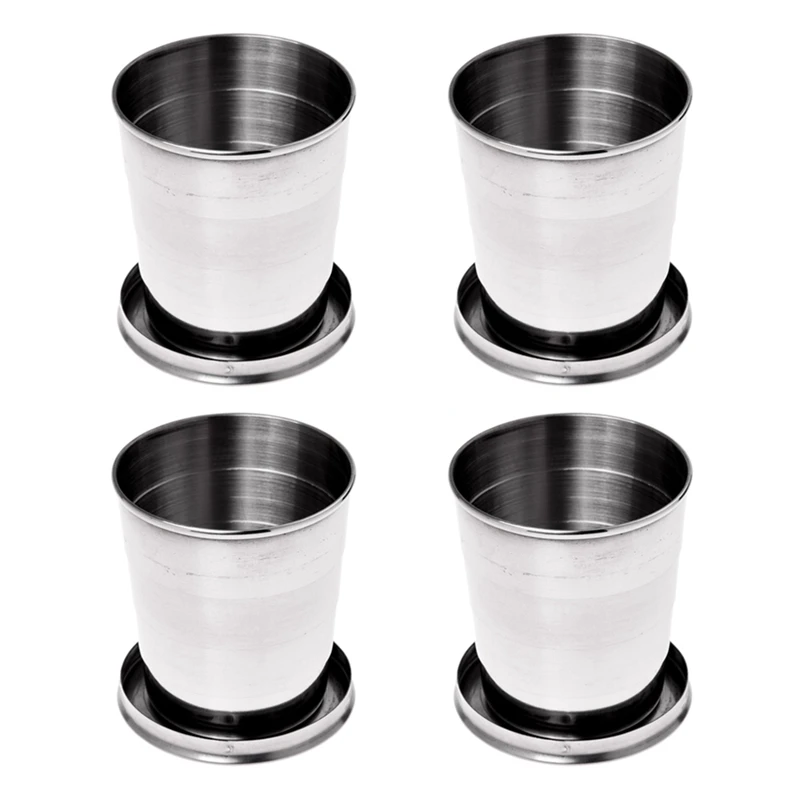 HOT SALE 4X Folding Cup Telescopic Cup Retractable Cup Sports Hiking Camping 240ML Keychain