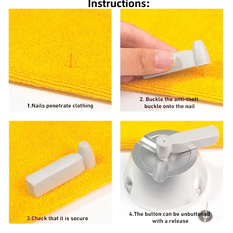 Sistema Anti-Falsificação, Fivela Magnética para Roupas, Sapatos, Supermercado, Tag Antitheft, 58kHz, 300 Peças