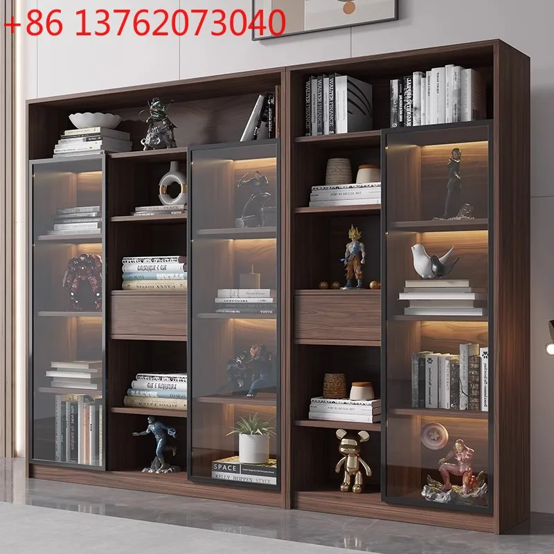 

Книжный шкаф: Современный, простой, универсальный, легкая роскошная витрина, со стеклянной дверью для хранения, у стены.