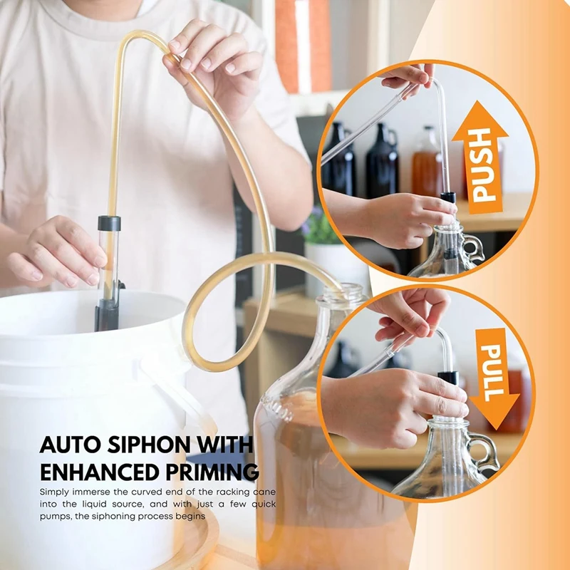 3/8In Auto Siphon With Clamp 6.5\' Ft Hose Bottling Siphoning Kit With Food Grade Free Plastic Tubing For Beer