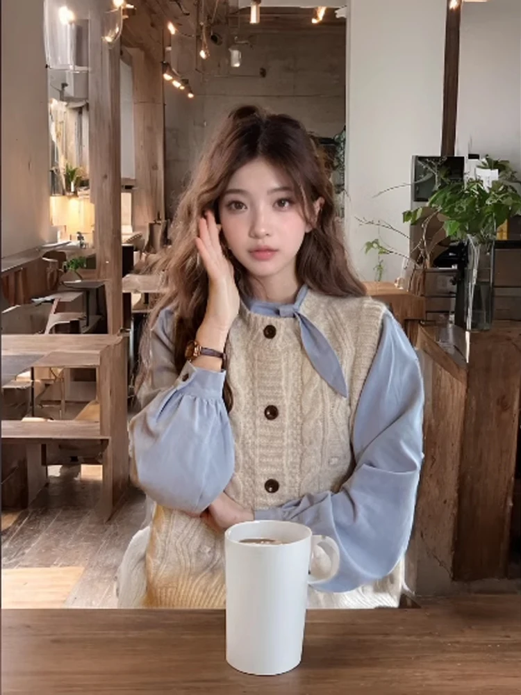 

Spring 2024 Women's Knitted Cardigan Vest Svel round Ne Versatile Base Layer Pure Color Commute Sle Single Button