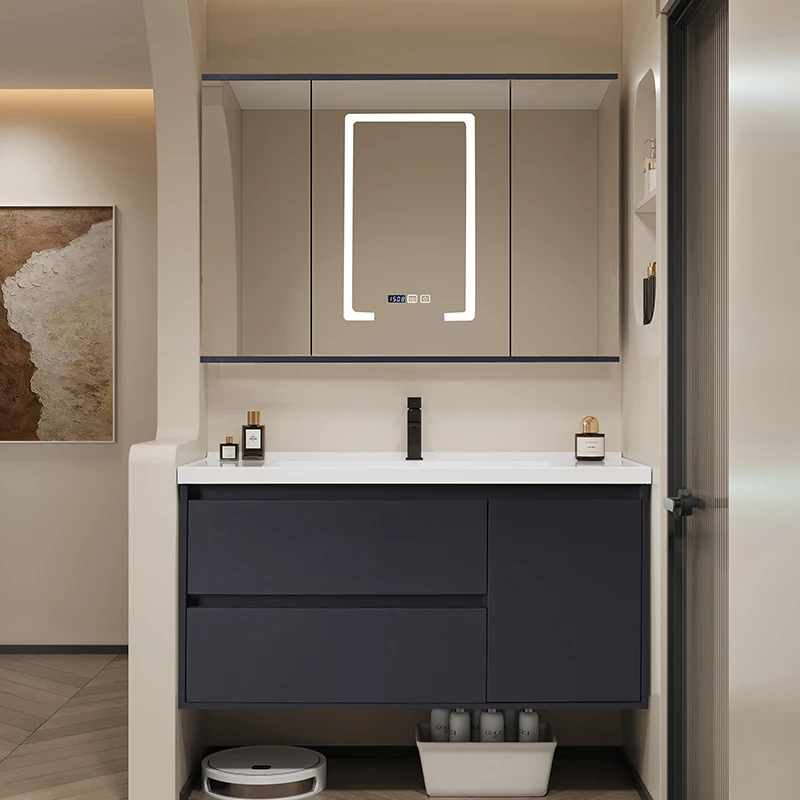 

Waterproof LED Mirror Bathroom Wall Cabinet with Sink Modern Vanity for Small Space Luxury Bathrooms (Apartment & Villa)promote