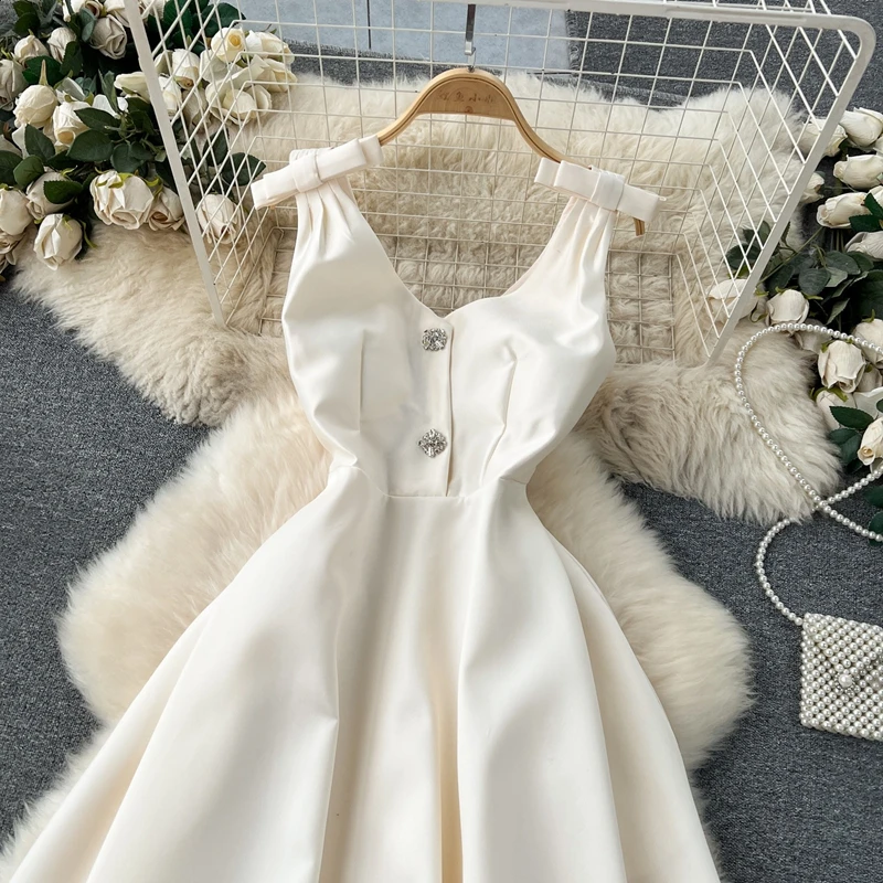 فستان خفيف فاخر للولائم الراقية على طراز القصر ورقبة على شكل حرف V وخصر مرتفع فستان رائع #5