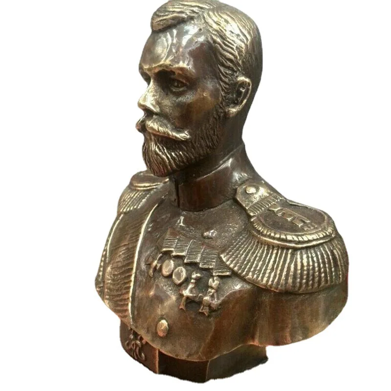 

Russian Tsar NICHOLAS II bust The tsar bust statue 5" H bronze statue Crafts Home Furnishing Arts pure copper