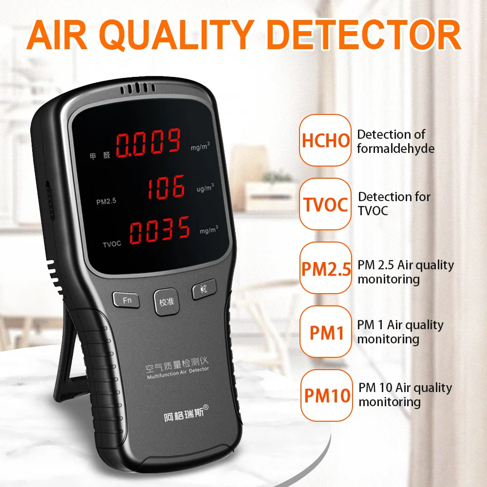 

Handheld Formaldehyde Detection Instrument Gas Detector PM2.5 Air Quality Tester Meter Temperature Humidity Measuring Device