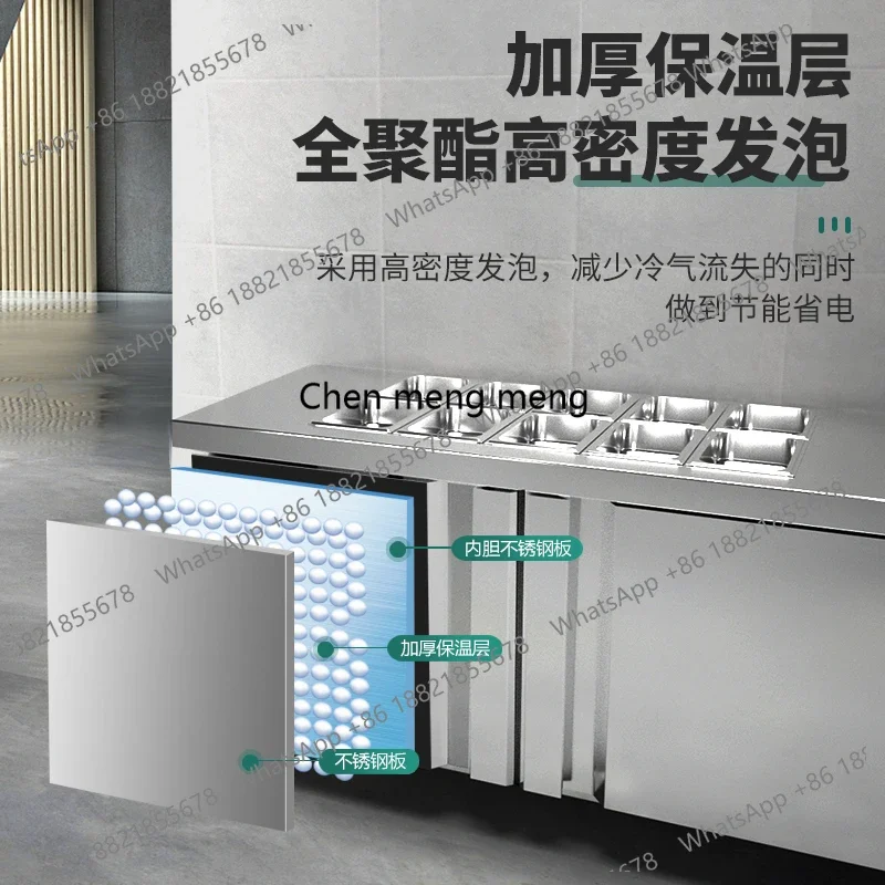 Salad Table with Groove Fresh-Keeping Water  Workbench Commercial Refrigerated Milk Tea Refrigerator Fruit Salad Display Cabinet