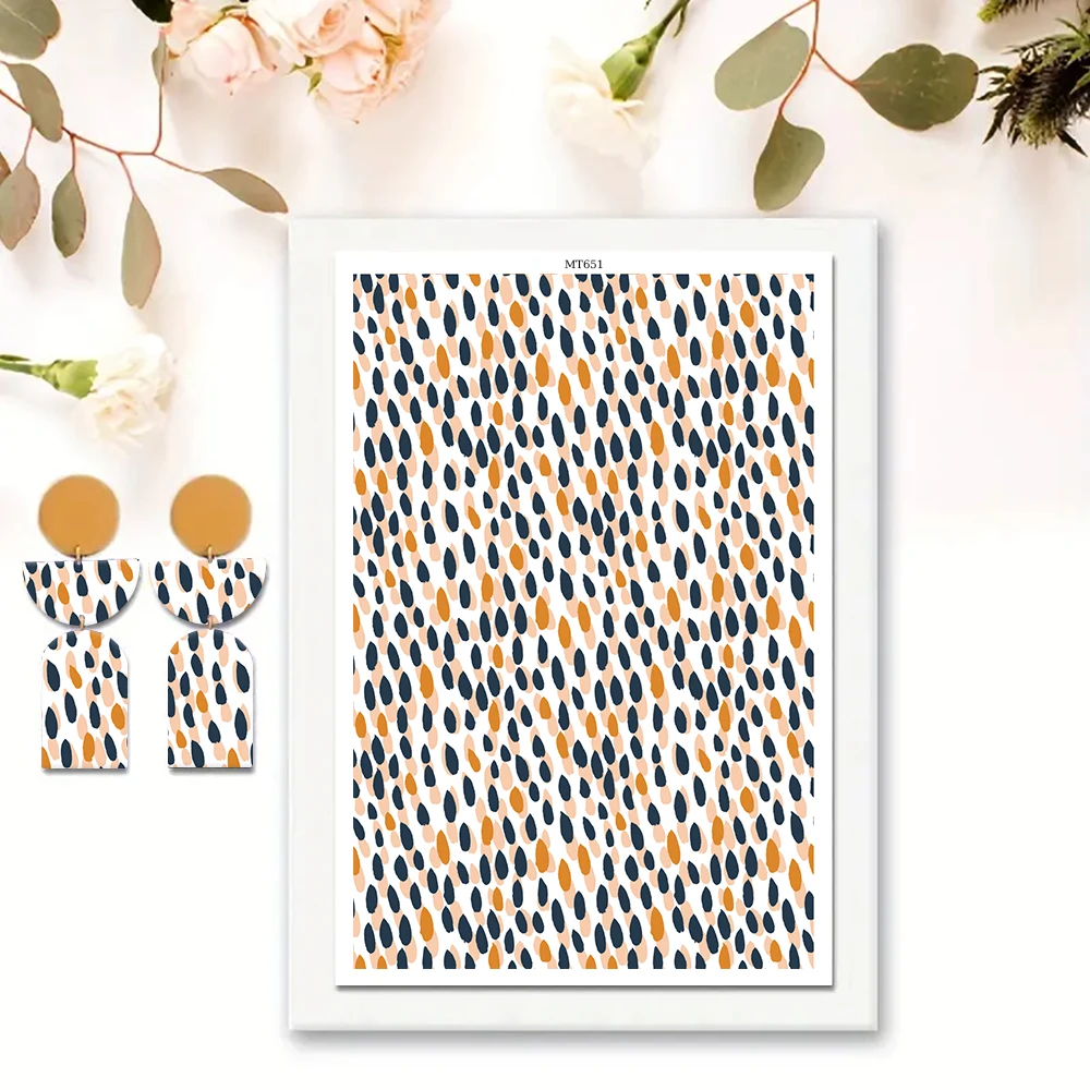 الصيف الملونة زهرة ورقة موضوع بوليمر كلاي نقل ورقة للذوبان في الماء المتاح ملصقات الطباعة ورقة الأقراط صنع #5