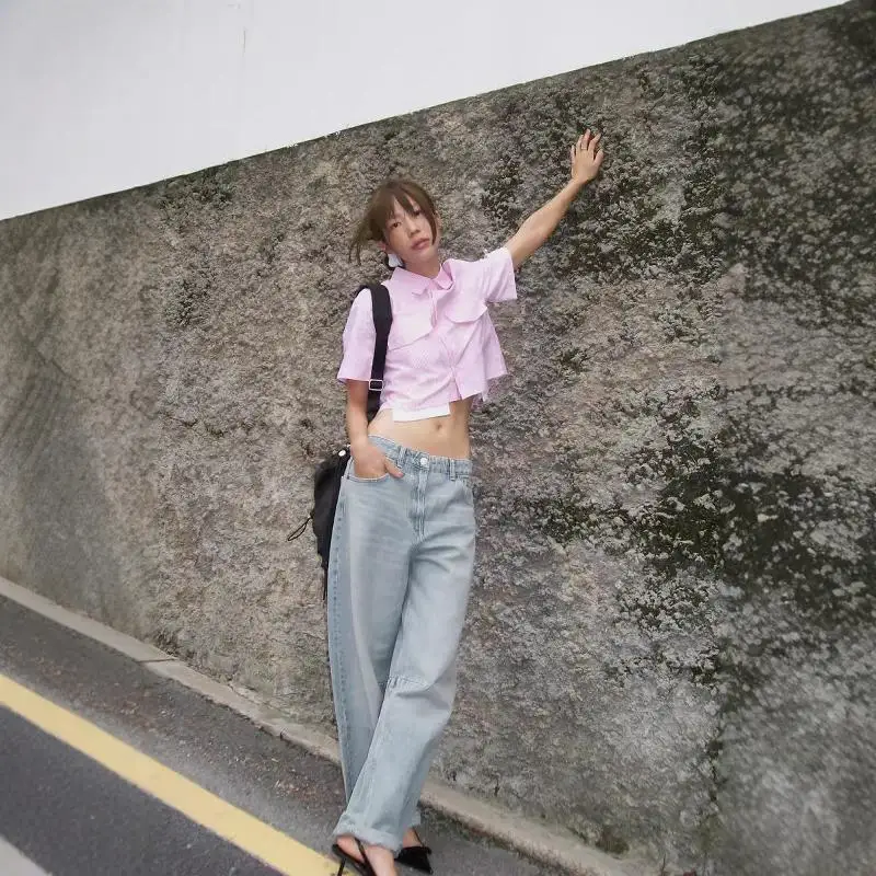 

Autumn Winter New Arrival Women's Loose Casual Balloon Jeans mid Waist Wide Leg Denim Pants Comfortable Wear Resistant Blue