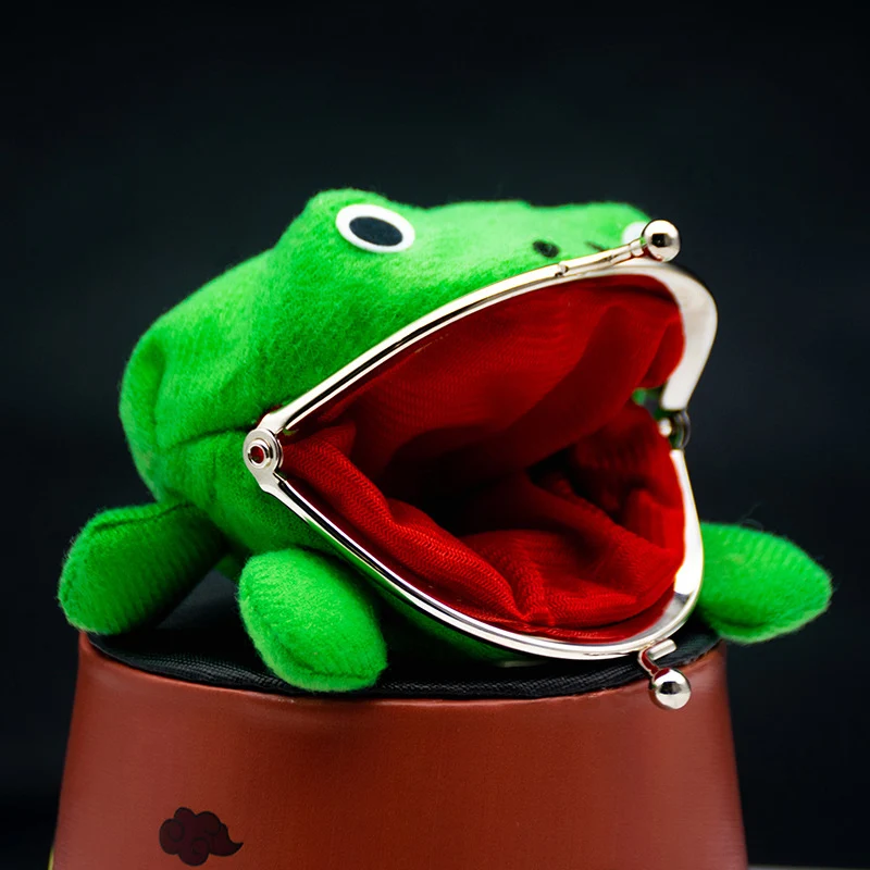 Anime Frog Wallet Coin Purse Key Chain Cute Plush Novelty Adorable Cartoon Cosplay Frog Coin Purses for Women Bag Accessories